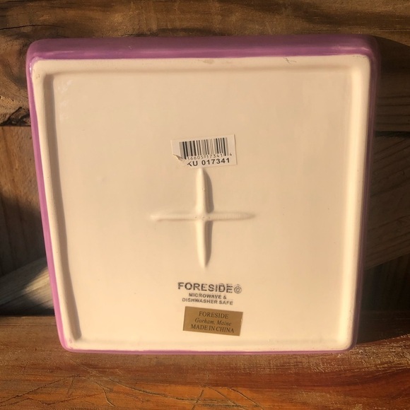 Hand Painted Carrots on Purple Square Ceramic Dish by Foreside - Picture 2 of 3